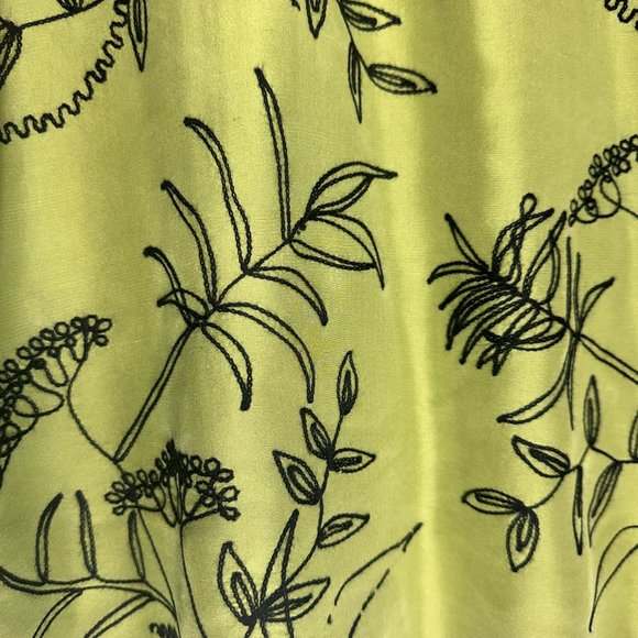 Nancy Bolen City Girl Green Silk Floral Embroidered Long Sleeve Blouse L - Picture 3 of 7